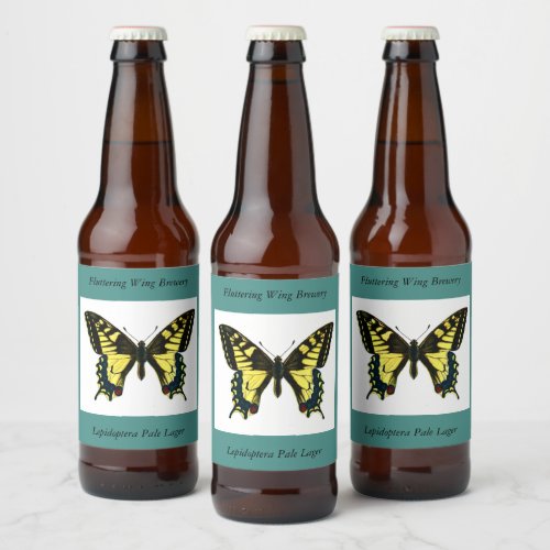 Papilio machaon _ Old World Swallowtail Butterfly Beer Bottle Label