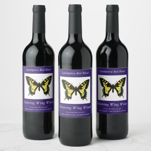 Papilio machaon _ Old World Swallowtail Butterfly Wine Label