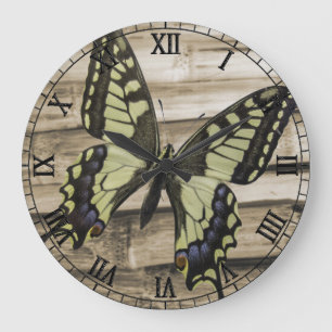 Papilio Machaon Swallowtail Butterfly Photo Art Large Clock