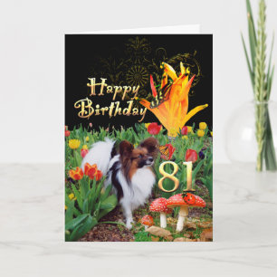 Papillion dog Happy 81 Birthday card Age specific
