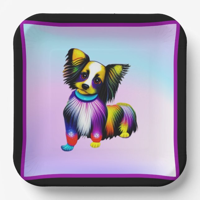 Papillion Pop Art Pastel  Paper Plates (Front)