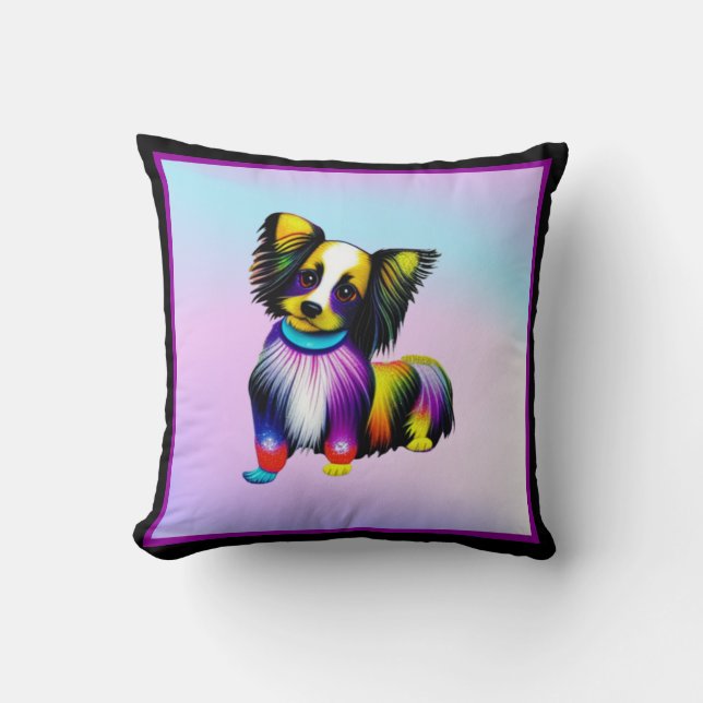 Papillion Pop Art Pastel   Throw Pillow (Front)
