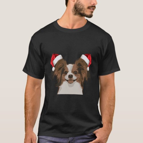 Papillion Shirt Fun Dog Santa Hat Image Funny Chri