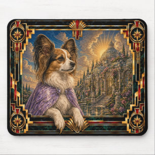 Papillon, Art Deco Dog Mouse Pad