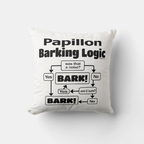 Papillon Barking Logic Throw Pillow
