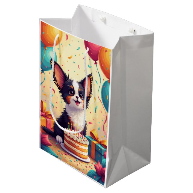 Papillon Birthday Celebration Medium Gift Bag (Front Angled)