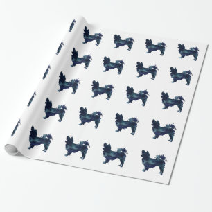 Papillon Black Watercolor Silhouette Wrapping Paper