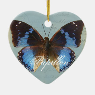 Papillon bleu ceramic ornament
