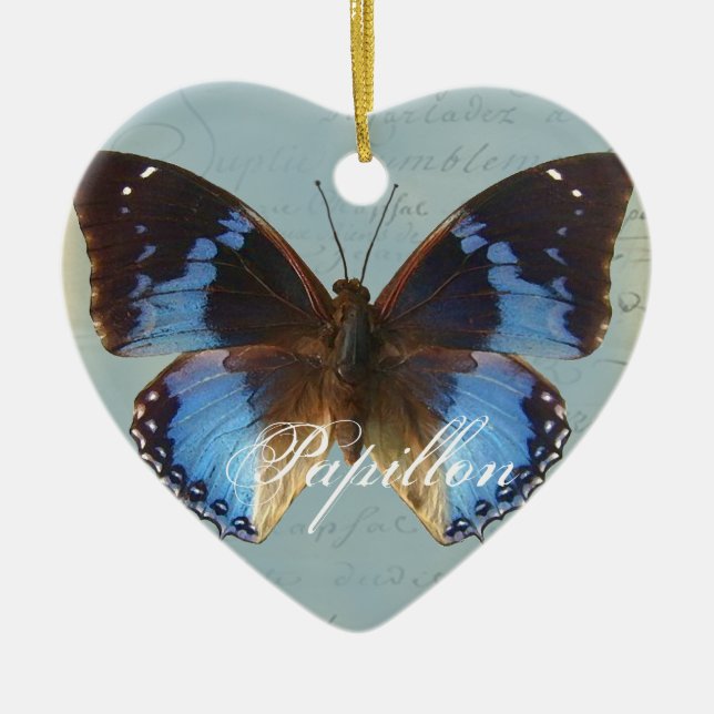 Papillon bleu ceramic ornament (Front)