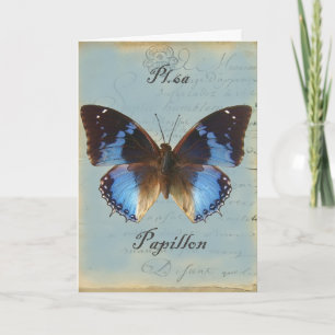 Papillon bleu Happy Birthday Card