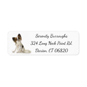 Papillon Brown & White Puppy Dog Label