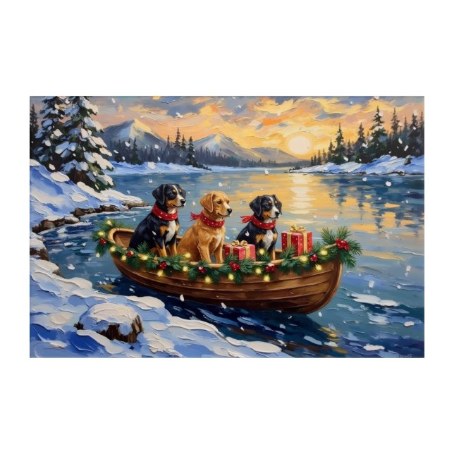 Papillon Christmas Boat Holiday Acrylic Print (Front)