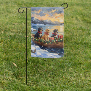 Papillon Christmas Boat Holiday Garden Flag