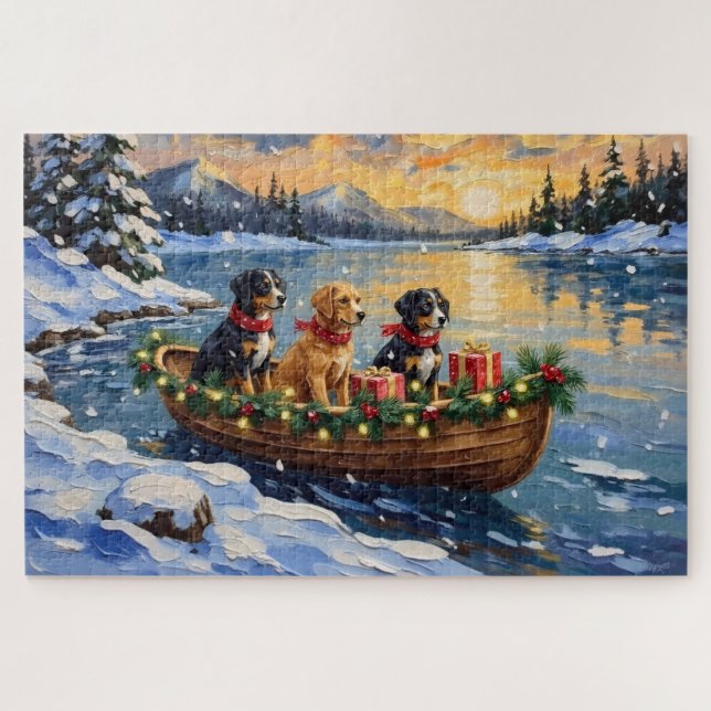 Papillon Christmas Boat Holiday Jigsaw Puzzle (Horizontal)