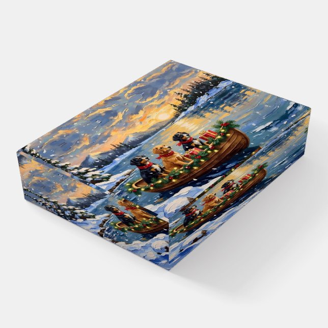 Papillon Christmas Boat Holiday Paperweight (Angled)