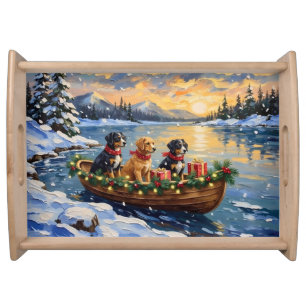 Papillon Christmas Boat Holiday Serving Tray
