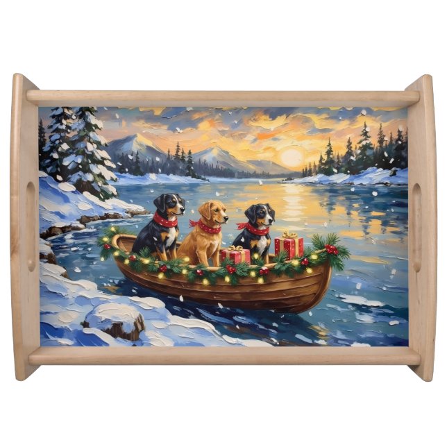Papillon Christmas Boat Holiday Serving Tray (Front)