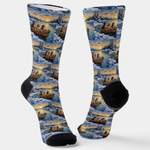 Papillon Christmas Boat Holiday Socks