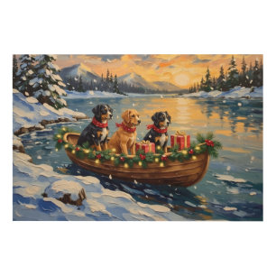 Papillon Christmas Boat Holiday Wood Wall Art