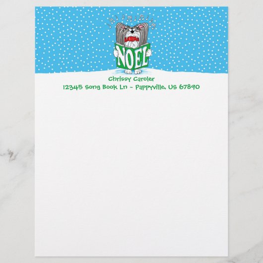 Papillon Christmas Caroler BW (Front)