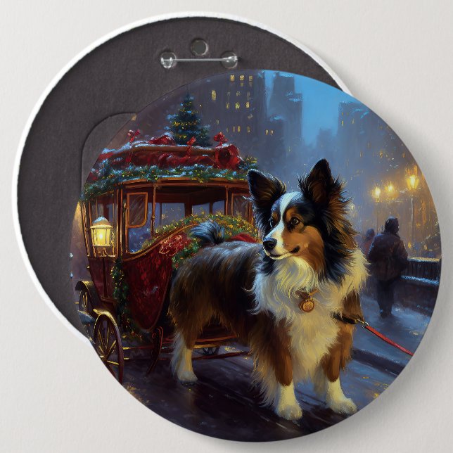 Papillon Christmas Festive Season Button (Front & Back)