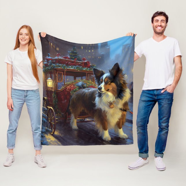 Papillon Christmas Festive Season Fleece Blanket (In Situ)