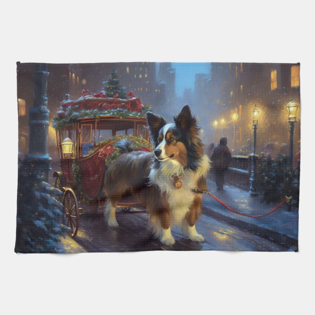 Papillon Christmas Festive Season Kitchen Towel (Horizontal)