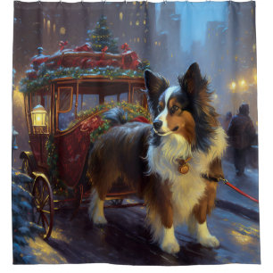 Papillon Christmas Festive Season Shower Curtain
