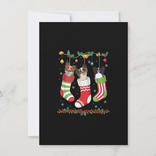 Papillon Christmas Lights Funny Xmas Dog Lover Paj Invitation (Front)