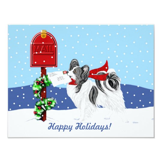 Papillon Christmas Mail Blk Wht Card