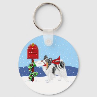 Papillon Christmas Mail Tri Color Keychain
