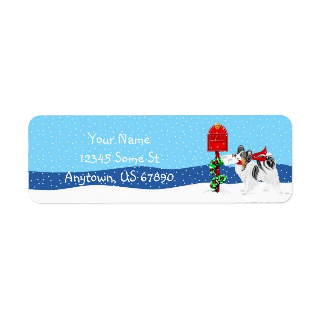 Papillon Christmas Mail Tri Color Labels (Front)