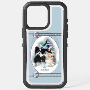 Papillon Cute Blue Christmas Holidays iPhone 15 Pro Max Case