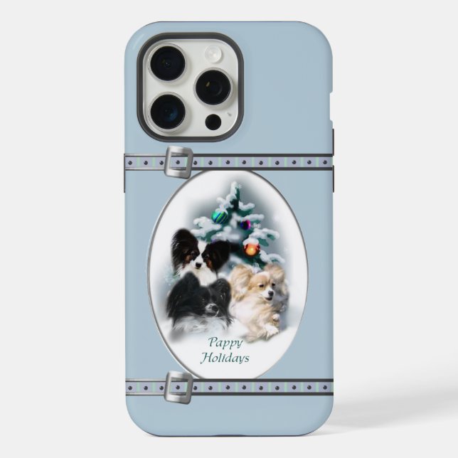 Papillon Cute Blue Christmas Holidays iPhone Case (Back)
