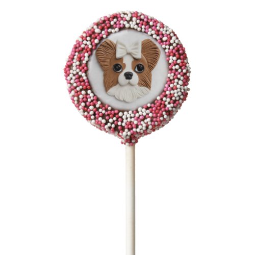 Papillon Dog 3D Inspired Chocolate Covered Oreo Pop