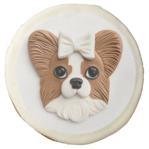 Papillon Dog 3D Inspired Sugar Cookie