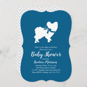 Papillon Dog Baby Shower Blue Boy Invitation