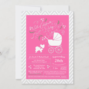 Papillon Dog Baby Shower Pink Girl Invitation