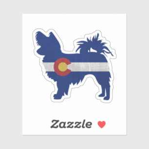 Papillon Dog Breed Colorado Flag Silhouette Sticker