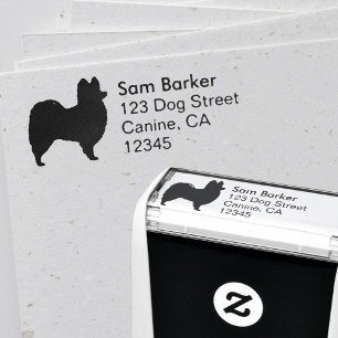 Papillon Dog Breed Silhouette Return Address Self-inking Stamp