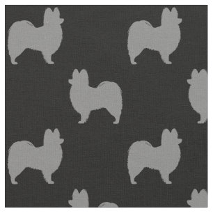 Papillon Dog Breed Silhouettes Patterned Fabric
