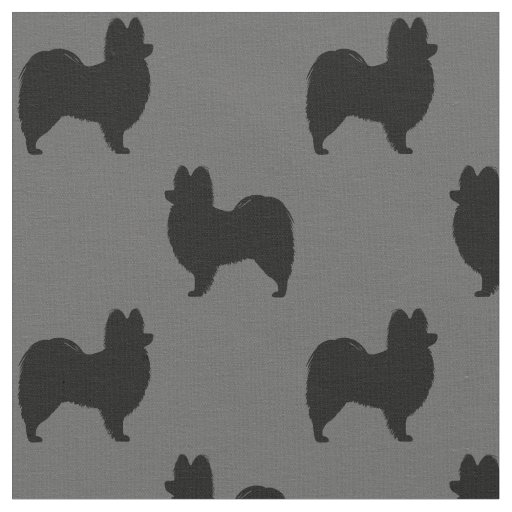 Papillon Dog Breed Silhouettes Patterned Fabric