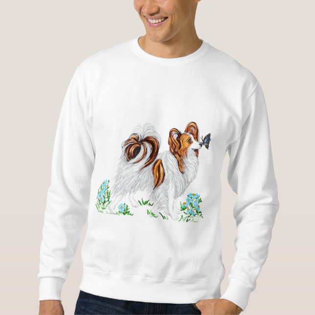 Papillon Dog & Butterfly Eye to Eye Sweatshirt (Front)
