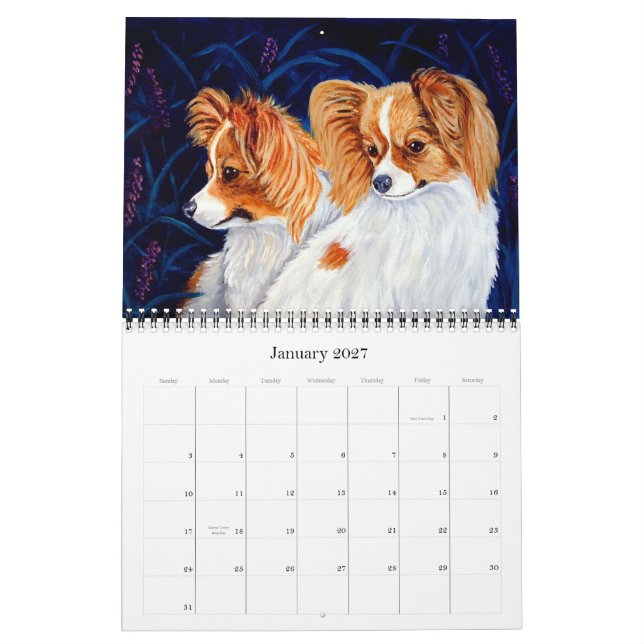 Papillon Dog Calendar (Jan 2027)