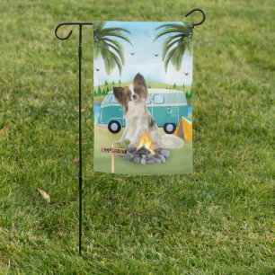 Papillon Dog Camping Garden Flag