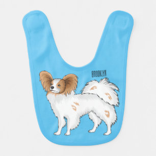 Papillon dog cartoon illustration baby bib