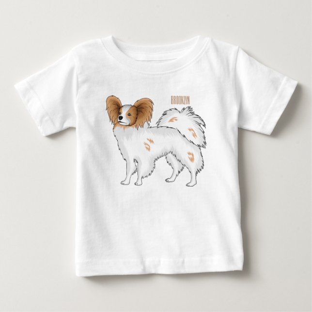 Papillon dog cartoon illustration baby T-Shirt (Front)