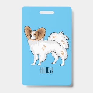Papillon dog cartoon illustration badge