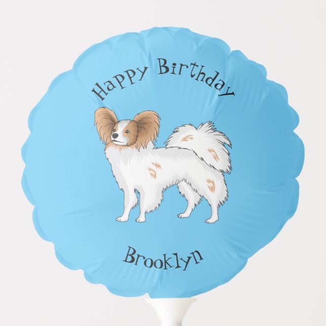 Papillon dog cartoon illustration balloon (Front)