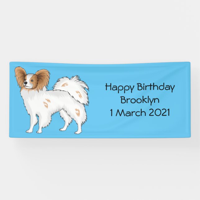 Papillon dog cartoon illustration banner (Horizontal)